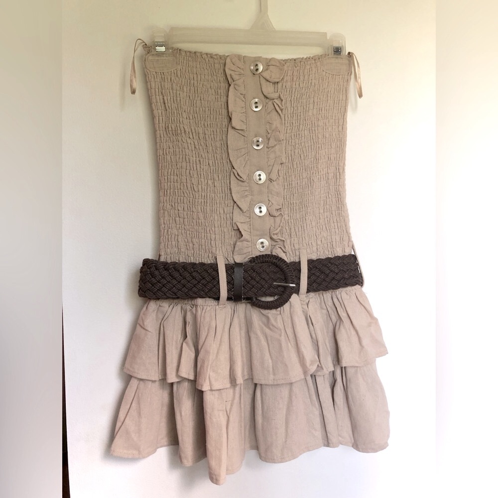 SEDUCTIONS | Summer Beige Tube Dress | With Belt | M